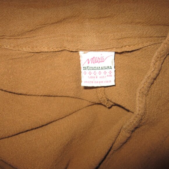 Maria de Guadalajara XL Kante Jacket Blouse Draped Cotton Lagenlook Pocket Camel - Picture 3 of 3